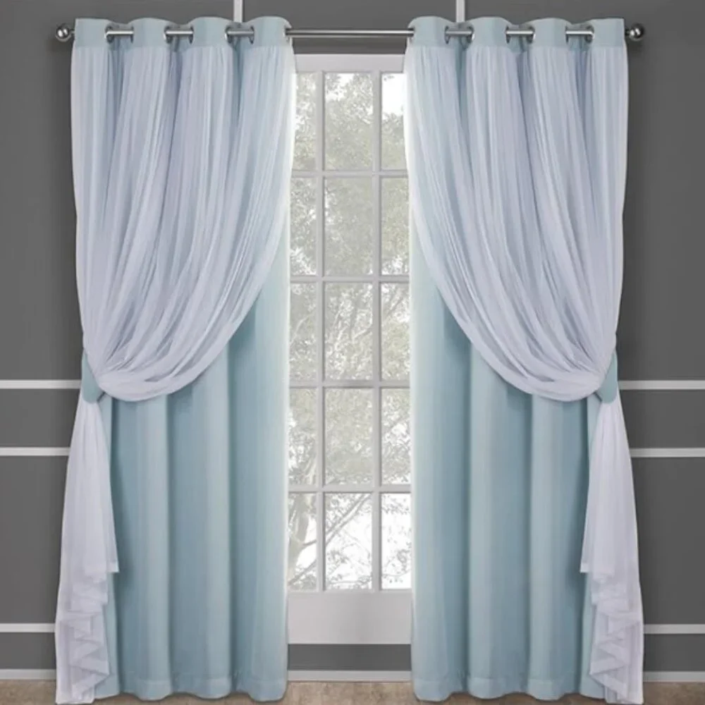 LUXE Talia Double Layer Indoor Curtains – Sheer & Blackout, 2 Panels, 52